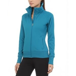 ATHLETA Womens Jacket Size S Teal Blue Full Zip Hooded Athleisure